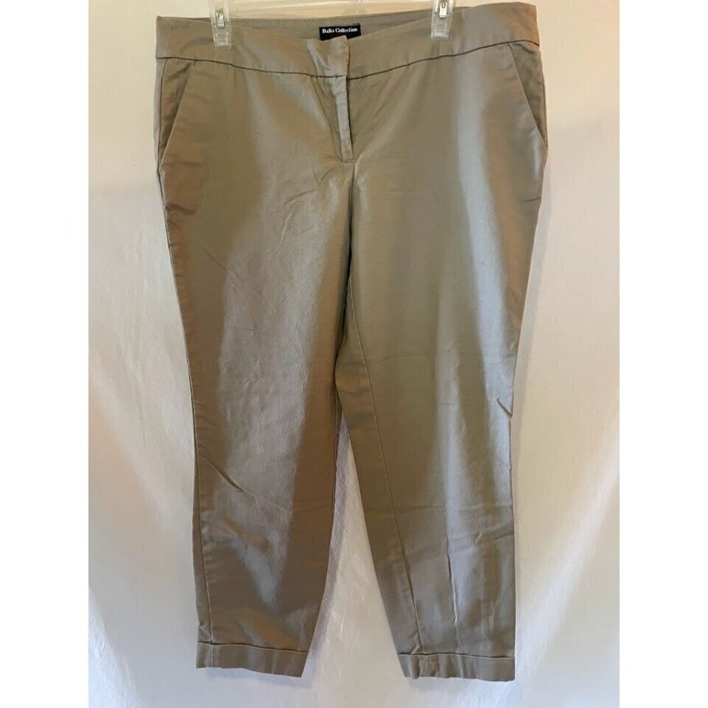 Dalia Collection Modern Fit Khaki Dress Pants, Size 14, Beige Ankle Pants